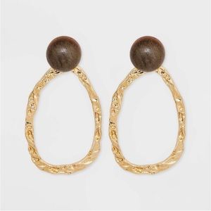 Post with Organic Gold Drop Earrings - A New Day Brown